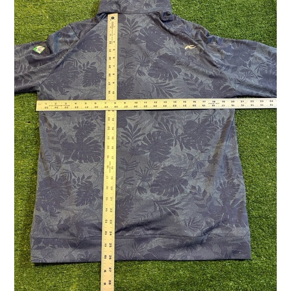 Kjus 1/4 zip mens medium blue floral lighweight breathable sweater pullover - Picture 10 of 11